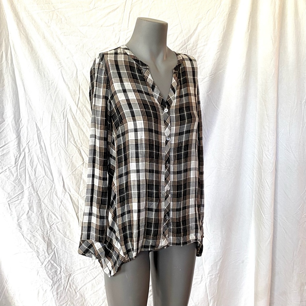 J.Jill Long Sleeve Plaid Button Down Top, Size XS, Loose Flowy Fit - Picture 5 of 10